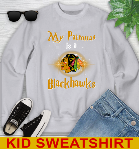 NHL Hockey Harry Potter My Patronus Is A Chicago Blackhawks Youth Sweatshirt 3