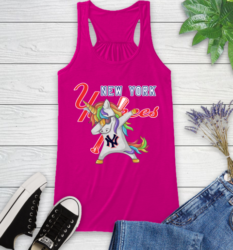 New York Yankees MLB Baseball Funny Unicorn Dabbing Sports Racerback Tank 8