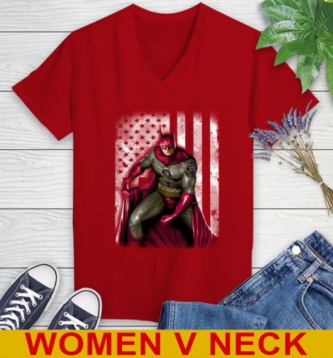 Toronto Raptors NBA Basketball Batman DC American Flag Shirt Women's V-Neck T-Shirt 10