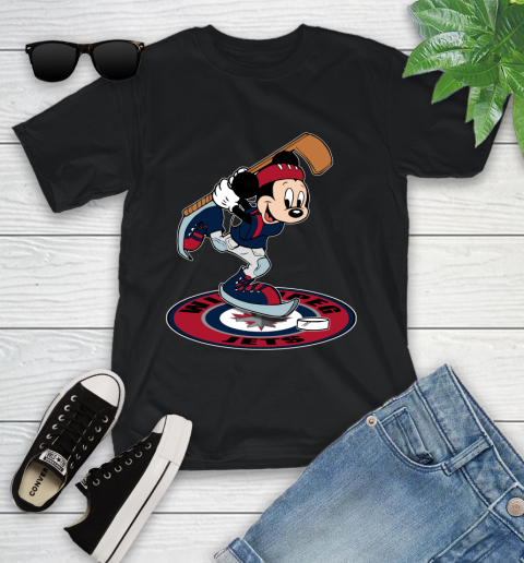 NHL Hockey Winnipeg Jets Cheerful Mickey Disney Shirt Youth T-Shirt
