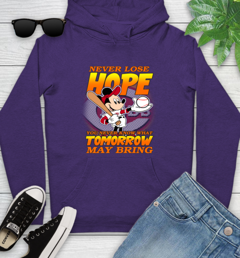 Cincinnati Reds MLB Baseball Mickey Disney Never Lose Hope Youth Hoodie 5