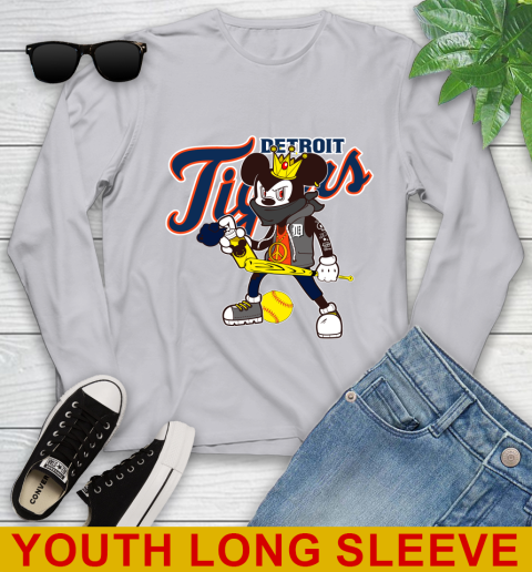 Detroit Tigers MLB Baseball Mickey Peace Sign Sports Youth Long Sleeve 6