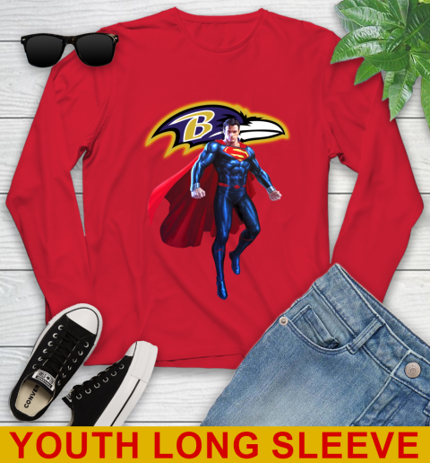 NFL Superman DC Sports Football Baltimore Ravens Youth Long Sleeve 11