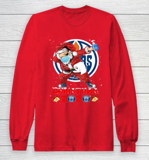 Edmonton Oilers Funny Santa Claus Dabbing Christmas 2020 NHL Long Sleeve T-Shirt 7