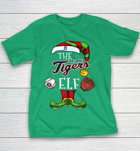 Detroit Tigers Christmas ELF Funny MLB Youth T-Shirt 3