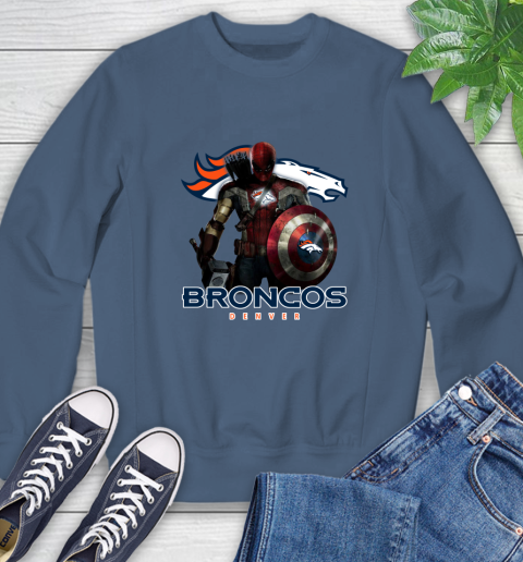 NFL Captain America Thor Spider Man Hawkeye Avengers Endgame Football Denver Broncos Sweatshirt 7