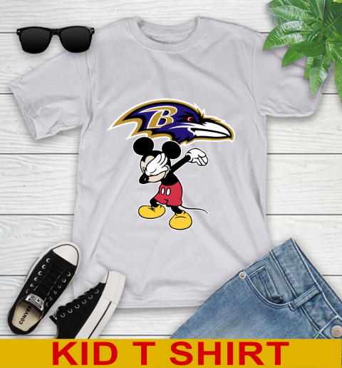 Baltimore Ravens NFL Football Dabbing Mickey Disney Sports Youth T-Shirt 5