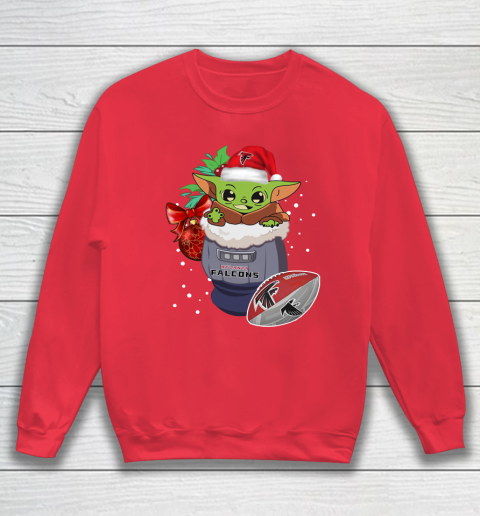 Atlanta Falcons Christmas Baby Yoda Star Wars Funny Happy NFL Sweatshirt 8
