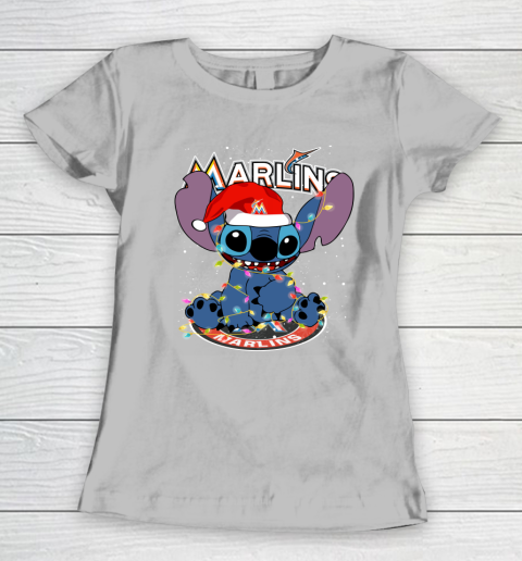 Miami Marlins MLB noel stitch Baseball Christmas Women's T-Shirt 3