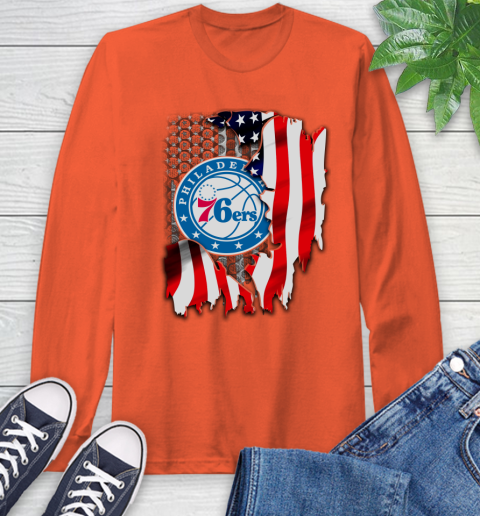 Philadelphia 76ers NBA Basketball American Flag Long Sleeve T-Shirt 4