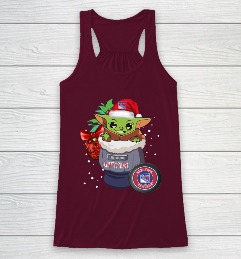 New York Rangers Christmas Baby Yoda Star Wars Funny Happy NHL Racerback Tank 3