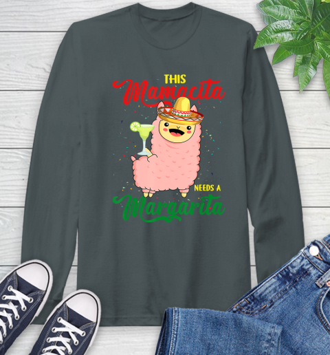 Nurse Shirt This Mamacita needs a Margarita Llama T Shirt Long Sleeve T-Shirt 7