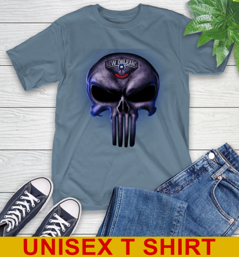 New Orleans Pelicans NBA Basketball Punisher Skull Sports T-Shirt 8