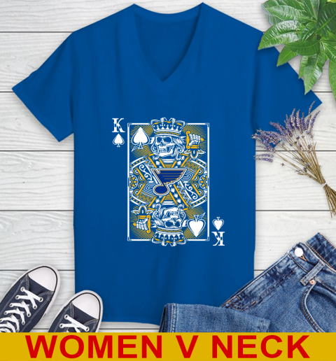 St.Louis Blues NHL Hockey The King Of Spades Death Cards Shirt Women's V-Neck T-Shirt 9
