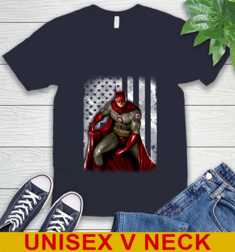 Washington Nationals MLB Baseball Batman DC American Flag Shirt V-Neck T-Shirt 2