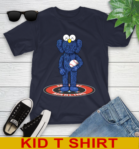 MLB Baseball Miami Marlins Kaws Bff Blue Figure Shirt Youth T-Shirt 3