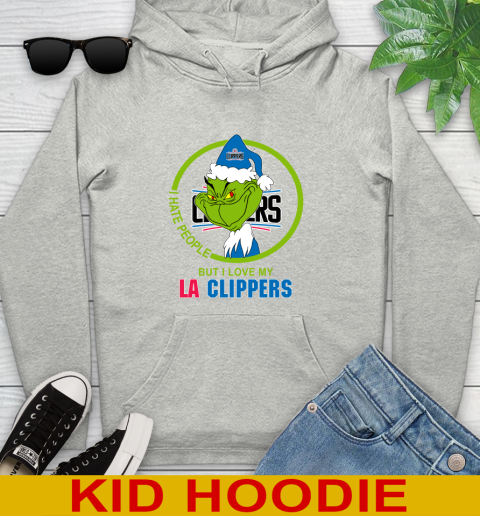 LA Clippers NBA Christmas Grinch I Hate People But I Love My Favorite Basketball Team Youth Hoodie