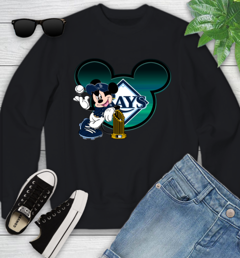 MLB Tampa Bay Rays The Commissioner's Trophy Mickey Mouse Disney Youth Sweatshirt 2