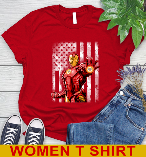 New York Knicks NBA Basketball Iron Man Avengers American Flag Shirt Women's T-Shirt 11