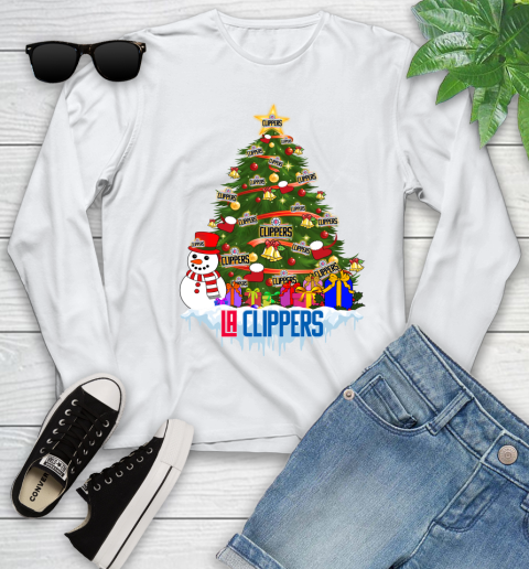 LA Clippers Merry Christmas NBA Basketball Sports Youth Long Sleeve