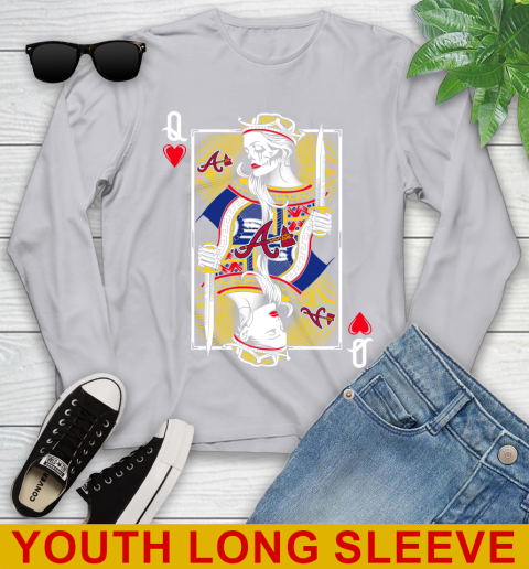 MLB Baseball Atlanta Braves The Queen Of Hearts Card Shirt Youth Long Sleeve 5