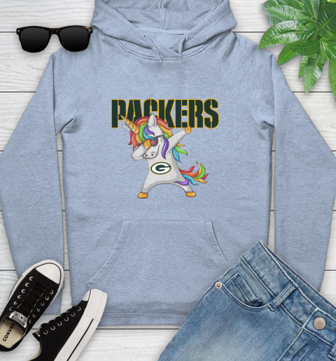 Green Bay Packers NFL Football Funny Unicorn Dabbing Sports Youth Hoodie 10