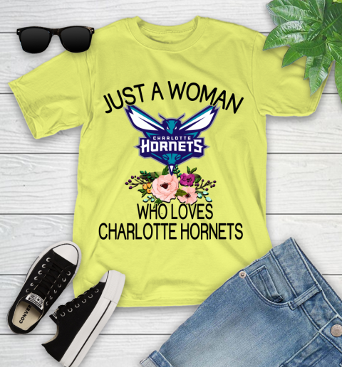 NBA Just A Woman Who Loves Charlotte Hornets Basketball Sports Youth T-Shirt 5