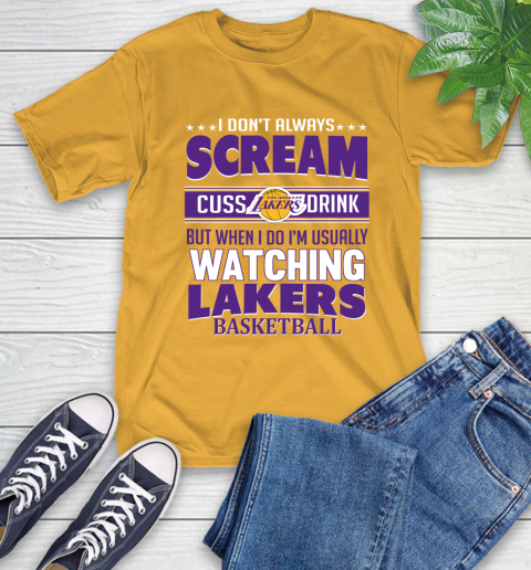 Los Angeles Lakers NBA Basketball I Scream Cuss Drink When I'm Watching My Team T-Shirt 2