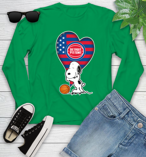 Detroit Pistons NBA Basketball The Peanuts Movie Adorable Snoopy Youth Long Sleeve 6