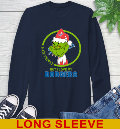Los Angeles Dodgers MLB Christmas Grinch I Hate People But I Love My Favorite Baseball Team Long Sleeve T-Shirt 4
