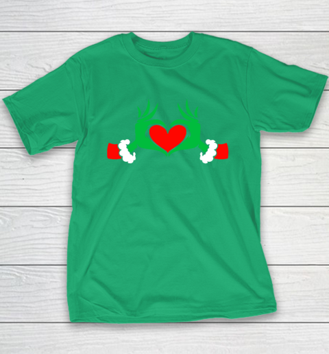 Funny Elf With Cute Heart Hands Style Christmas Costumes Youth T-Shirt - Image 5