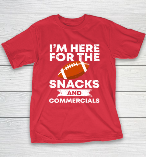 Snacks And Commercials Funny Football Bowl Youth T-Shirt 7