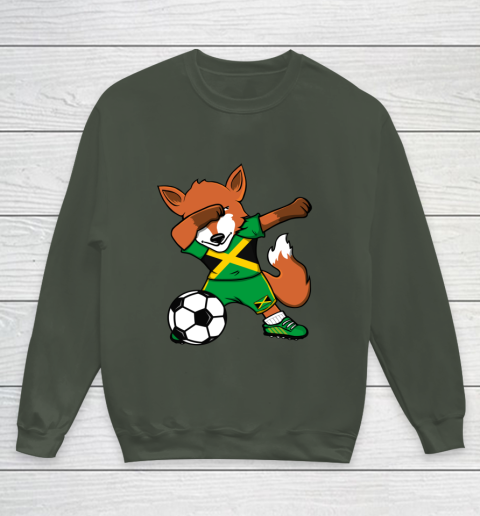 Dabbing Fox Jamaica Soccer Fans Jersey Jamaican Football Fan Youth Sweatshirt 10