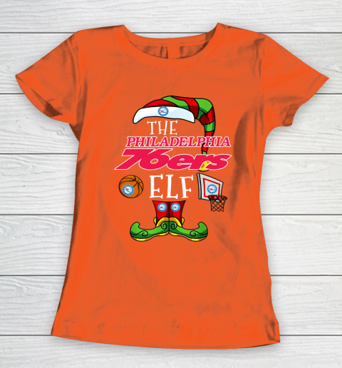 Philadelphia 76ers Christmas ELF Funny NBA Women's T-Shirt 3