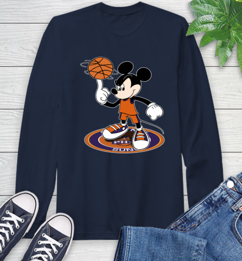 NBA Basketball Phoenix Suns Cheerful Mickey Disney Shirt Long Sleeve T-Shirt 4
