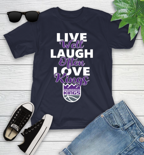 NBA Basketball Sacramento Kings Live Well Laugh Often Love Shirt Youth T-Shirt 2