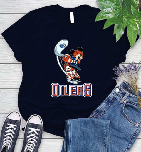 NHL Hockey Edmonton Oilers Cheerful Mickey Mouse Shirt Women's T-Shirt 3