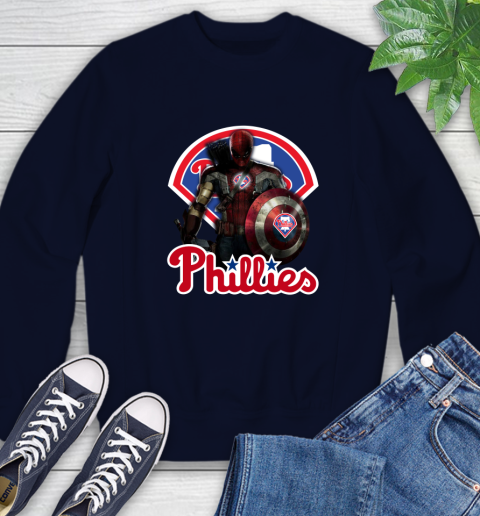 MLB Captain America Thor Spider Man Hawkeye Avengers Endgame Baseball Philadelphia Phillies Sweatshirt 3