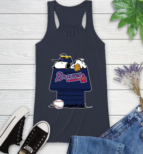 MLB Atlanta Braves Snoopy Woodstock The Peanuts Movie Baseball T Shirt Racerback Tank 12