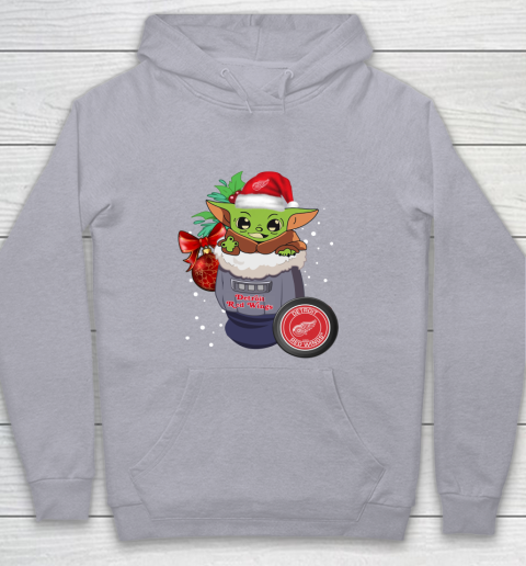 Detroit Red Wings Christmas Baby Yoda Star Wars Funny Happy NHL Youth Hoodie 5