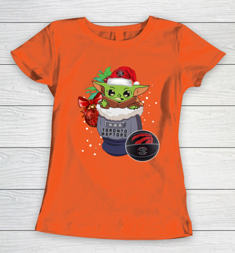 Toronto Raptors Christmas Baby Yoda Star Wars Funny Happy NBA Women's T-Shirt 5