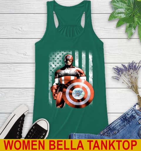 Oklahoma City Thunder NBA Basketball Captain America Marvel Avengers American Flag Shirt Racerback Tank 5