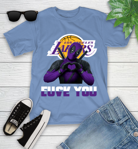 NBA Los Angeles Lakers Deadpool Love You Fuck You Basketball Youth T-Shirt 15