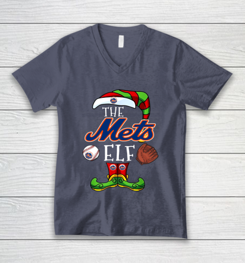 New York Mets Christmas ELF Funny MLB V-Neck T-Shirt 7