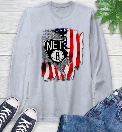 Brooklyn Nets NBA Basketball American Flag Long Sleeve T-Shirt 6