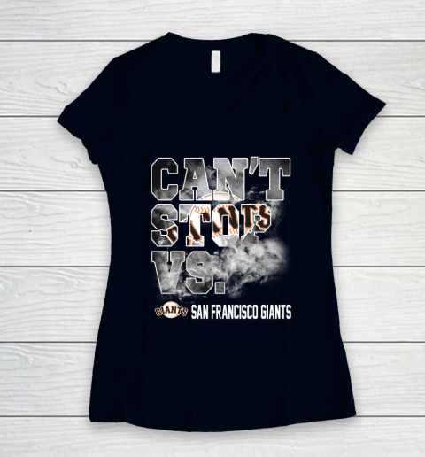 MLB San Francisco Giants Baseball Can't Stop Vs Giants Women's V-Neck T-Shirt 2