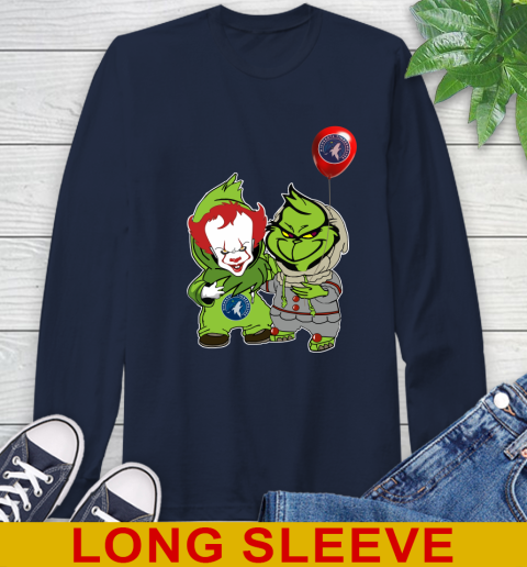 Minnesota Timberwolves Baby Pennywise Grinch Christmas NBA Basketball Long Sleeve T-Shirt 4