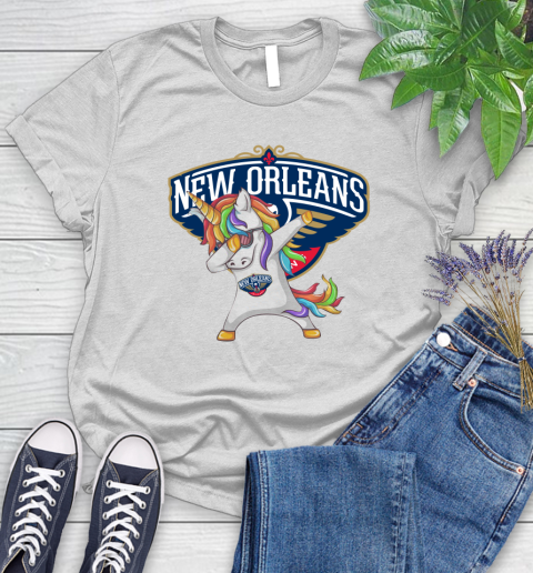 New Orleans Pelicans NBA Basketball Funny Unicorn Dabbing Sports Women's T-Shirt