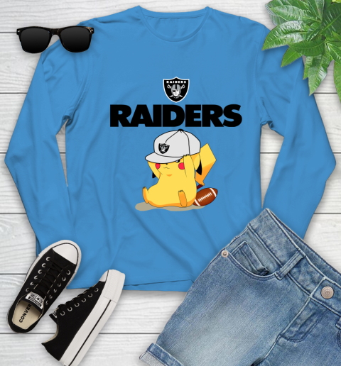 NFL Pikachu Football Sports Oakland Raiders Youth Long Sleeve 7