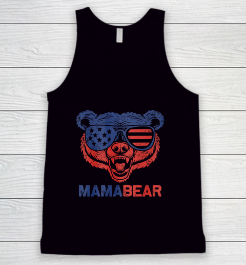 Funny American Flag Mama Bear Tshirt 4th of July Tank Top